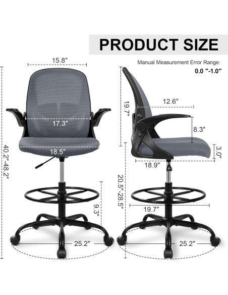 Silla de Dibujo Primy PR934-Parent Ergonómica Gris