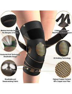 Faja de Rodilla de Cobre NEENCA con Correas - Alivio Dolor Articular 2