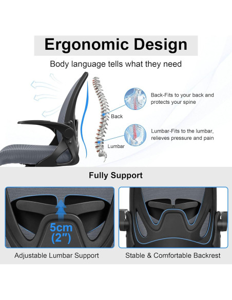 Silla de Dibujo Primy PR934-Parent Ergonómica Gris