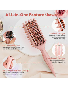 Cepillo Definidor de Rizos ABOYOY Beige 26.9x7.3cm 2