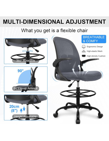 Silla de Dibujo Primy PR934-Parent Ergonómica Gris