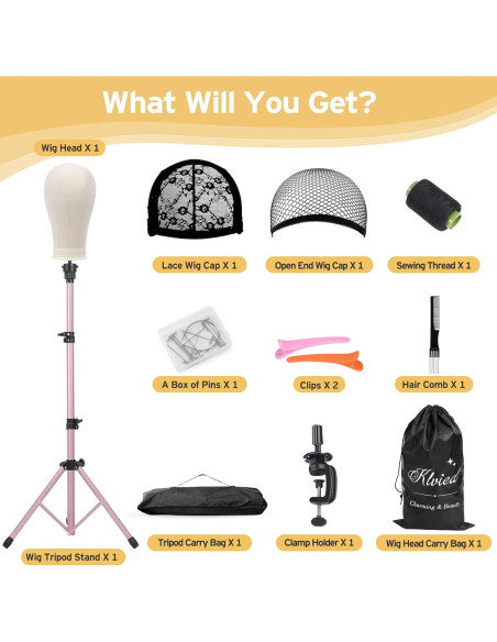 Soporte de Maniquí para Pelucas Klvied Oro Rosa 55.88 cm