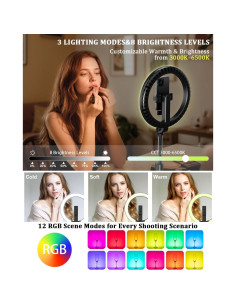 Kit de Vlogging BEFAME con Luz de Anillo 25 cm y Trípode 188 cm 2