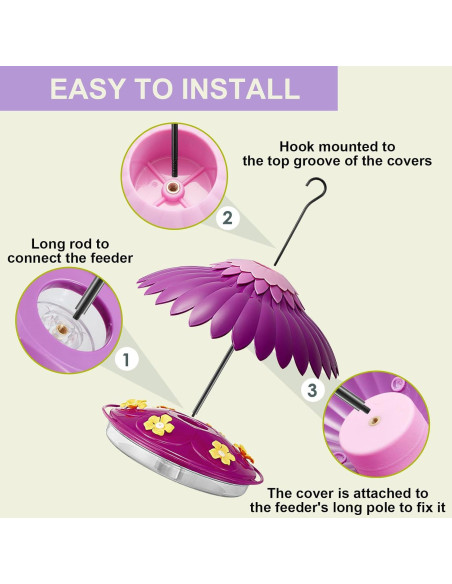 Comedero para Colibríes Beserie 16 oz con Baffle 14" Púrpura