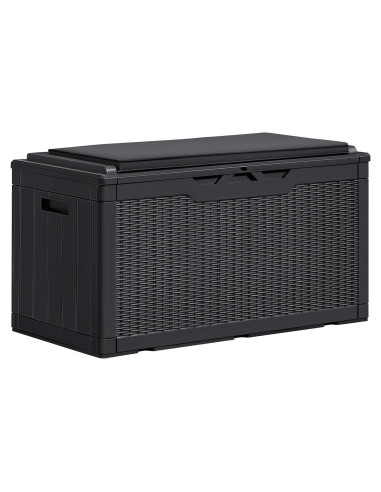 Caja de Almacenamiento Greesum 100 Galones Resina Negra con Cojines