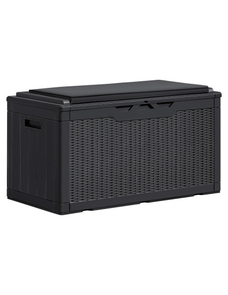 Caja de Almacenamiento Greesum 100 Galones Resina Negra con Cojines