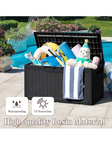 Caja de Almacenamiento Greesum 100 Galones Resina Negra con Cojines