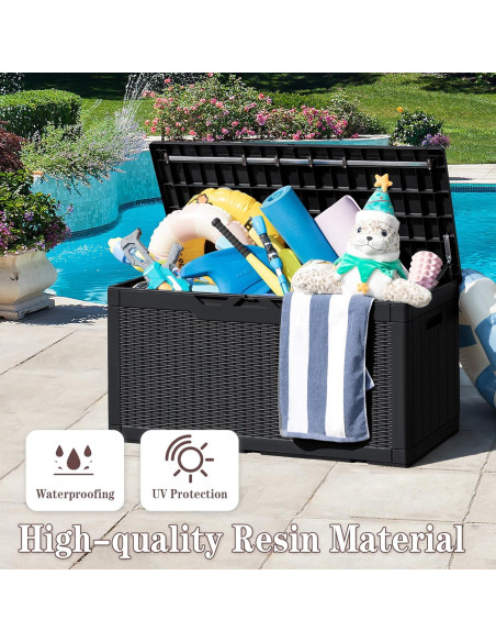 Caja de Almacenamiento Greesum 100 Galones Resina Negra con Cojines