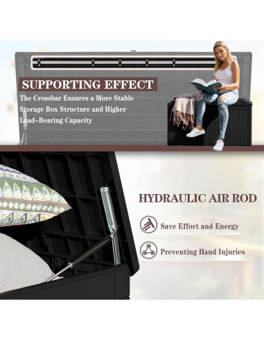 Caja de Almacenamiento Greesum 100 Galones Resina Negra con Cojines