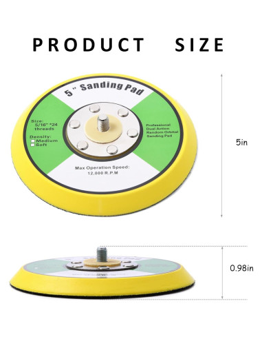 2 Pcs Almohadilla de Lijado 5" Gancho y Bucle Shiningeyes