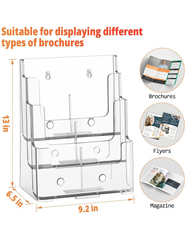 Soporte de Folletos Acrílico FUCDTEFC 3 Niveles 21.6x27.9 cm