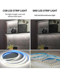 Tira de luces LED COB 10m Yeewhale 6000K regulable con control remoto 2