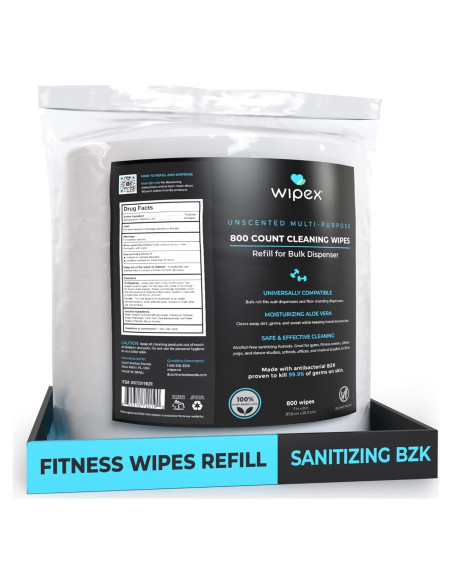 Recarga Toallitas Antibacterianas Wipex Fitness 800 Unidades
