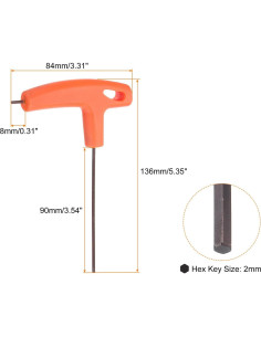 Llave Hexagonal T-Handle Harfington 2mm Acero Naranja 2