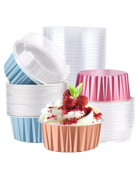 Moldes para Hornear EUSOAR 30pcs 148ml Aluminio con Tapas