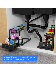 Organizador Deslizante Lxmons 2 Niveles para Fregadero Negro 2