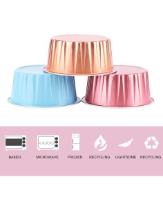 Moldes para Hornear EUSOAR 30pcs 148ml Aluminio con Tapas 2