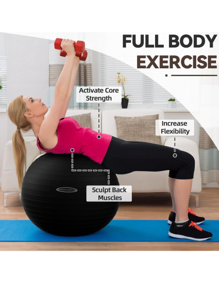 Bola de Ejercicio Antideslizante Fitvids 38-45cm A Prueba de Explosiones