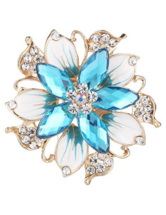Broche Floral de Cristal Azul HSQYJ - 5.6 cm, Elegante y Brillante