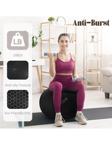 Bola de Ejercicio Antideslizante Fitvids 38-45cm A Prueba de Explosiones