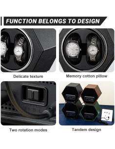 Enrollador de Reloj Automático LINGFANSTORE Cuero Negro 2