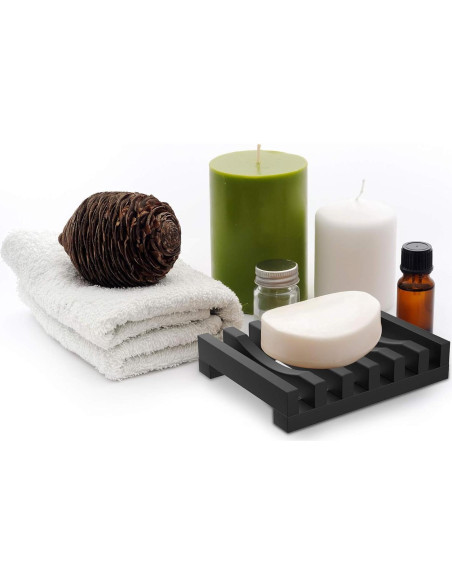 Soporte para Jabón de Silicona Topsky 2 Piezas Negro