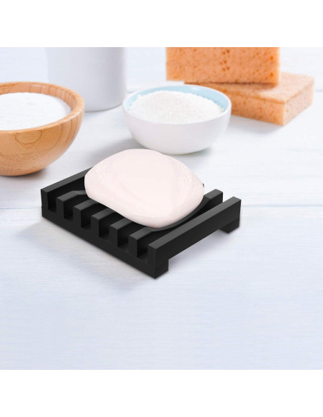 Soporte para Jabón de Silicona Topsky 2 Piezas Negro