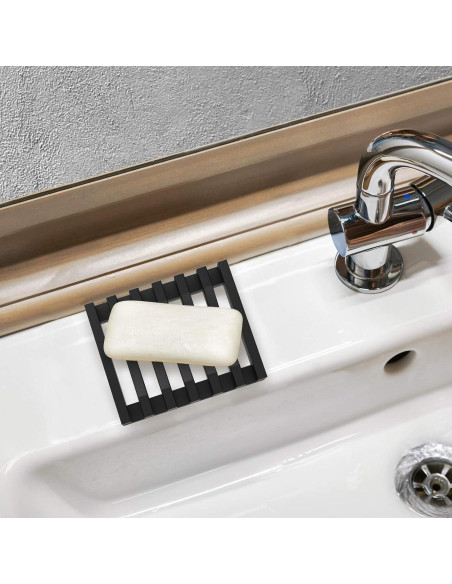 Soporte para Jabón de Silicona Topsky 2 Piezas Negro