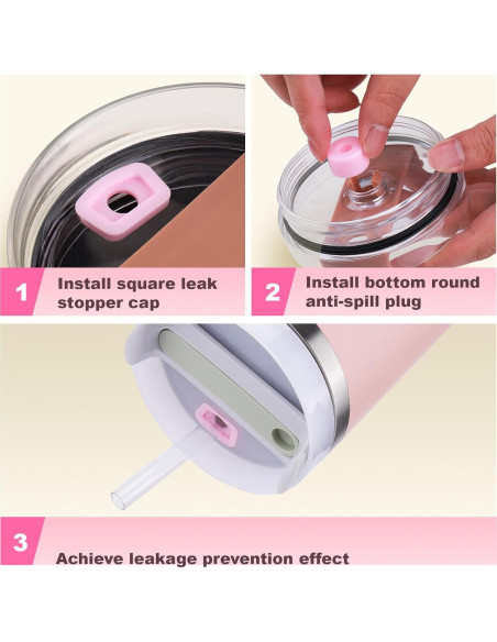 Set de Accesorios para Taza Stanley Mity Rain 10 Piezas Rosa Set de Accesorios para Taza Stanley Mity Rain 10 Piezas Rosa