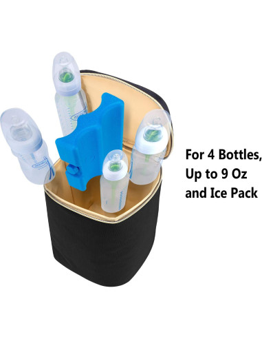 Bolsa Enfriadora Teamoy para Leche Materna - 4 Botellas 266 ml, Negra