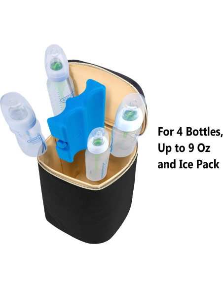 Bolsa Enfriadora Teamoy para Leche Materna - 4 Botellas 266 ml, Negra