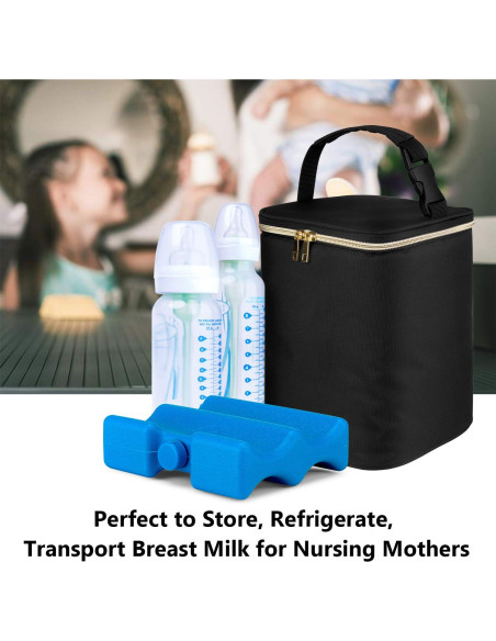 Bolsa Enfriadora Teamoy para Leche Materna - 4 Botellas 266 ml, Negra