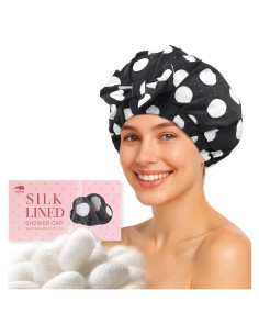 Gorro de Ducha de Seda LitBear Reutilizable Impermeable Puntos Negros
