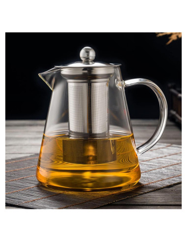 Tetera de vidrio borosilicato XINHUISHQZ 550ml con infusor