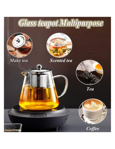 Tetera de vidrio borosilicato XINHUISHQZ 550ml con infusor