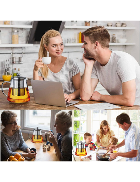 Tetera de vidrio borosilicato XINHUISHQZ 550ml con infusor