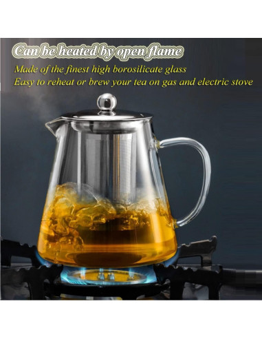 Tetera de vidrio borosilicato XINHUISHQZ 550ml con infusor