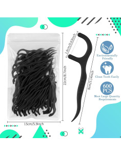 Palillos de Hilo Dental Baderke 600 Unidades Negro 2