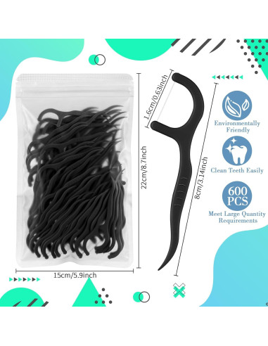 Palillos de Hilo Dental Baderke 600 Unidades Negro