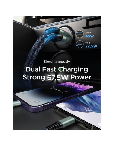 Cargador de Coche AINOPE 67.5W USB-C para iPhone 14/13/12