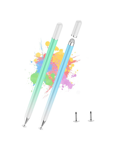 Lápiz Stylus Kenkor 2 en 1 para Pantallas Táctiles - Verde y Azul