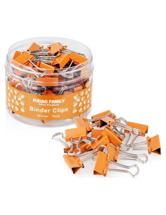 Clips de Carpeta Naranja FUDAO FAMILY 19mm Paquete 50 Piezas