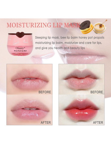 Bálsamo Labial Hidratante Deepmind 4 PCS Miel Durazno Menta Cereza