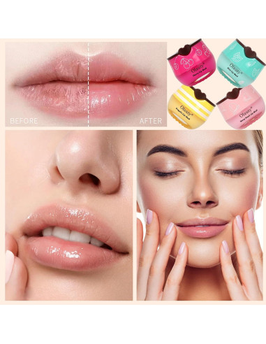 Bálsamo Labial Hidratante Deepmind 4 PCS Miel Durazno Menta Cereza