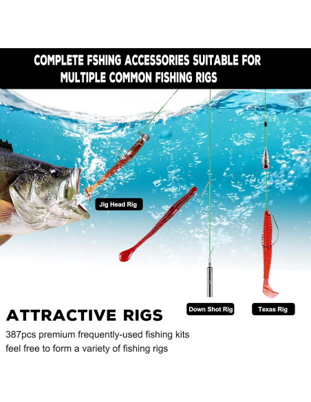 Kit de Pesca PLUSINNO 387pcs con Caja de Cebo Organizada