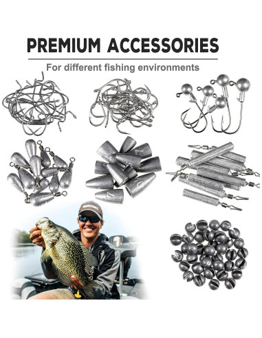 Kit de Pesca PLUSINNO 387pcs con Caja de Cebo Organizada