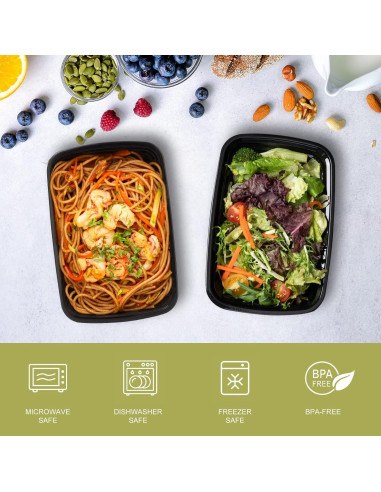 15 Contenedores Reutilizables para Comidas Ezalia 710ml a Prueba de Fugas