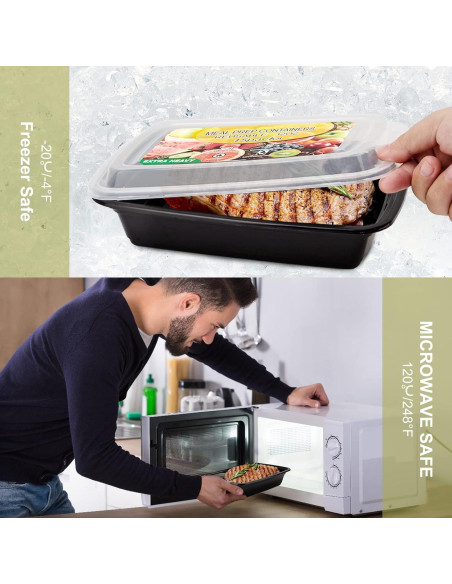 15 Contenedores Reutilizables para Comidas Ezalia 710ml a Prueba de Fugas