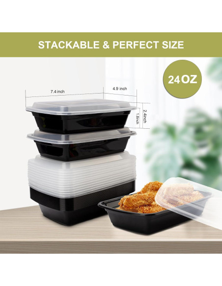 15 Contenedores Reutilizables para Comidas Ezalia 710ml a Prueba de Fugas