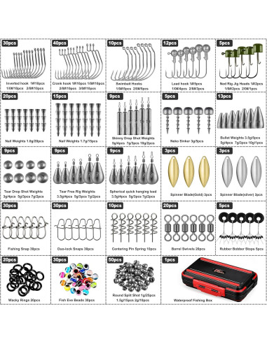 Kit de Pesca PLUSINNO 387pcs con Caja de Cebo Organizada